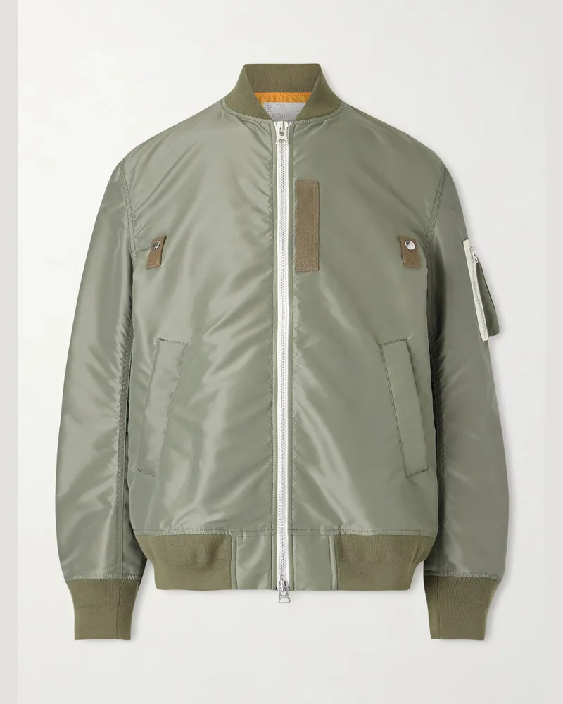 Sacai Wattierte Bomberjacke aus Nylon-Twill Grün