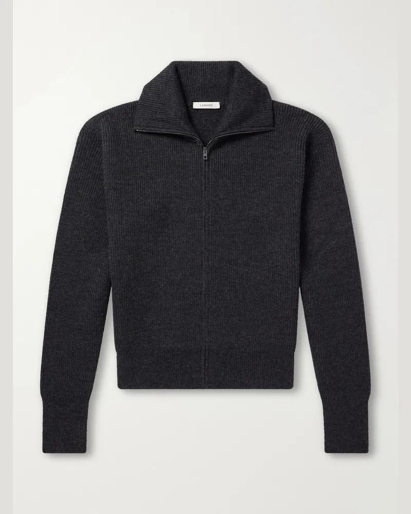 Christophe Lemaire Wool Zip-Up Cardigan Gray
