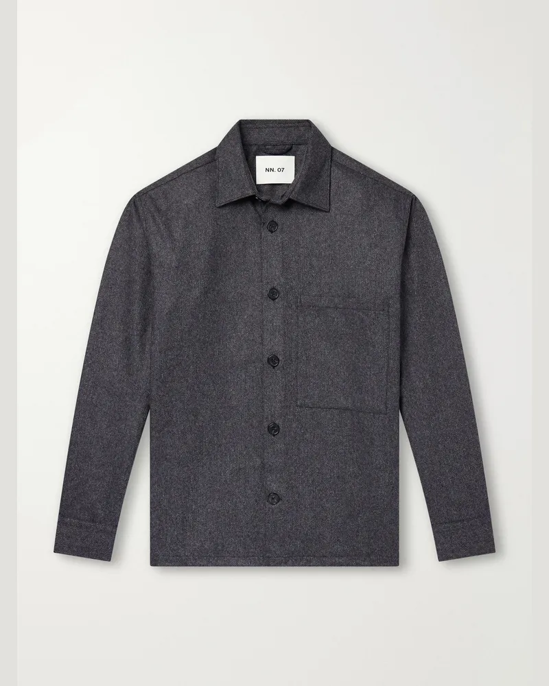 NN 07 Freddy Herringbone Wool-Blend Shirt Gray