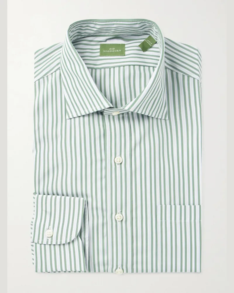 Sid Mashburn Hemd aus gestreifter Baumwollpopeline Grün