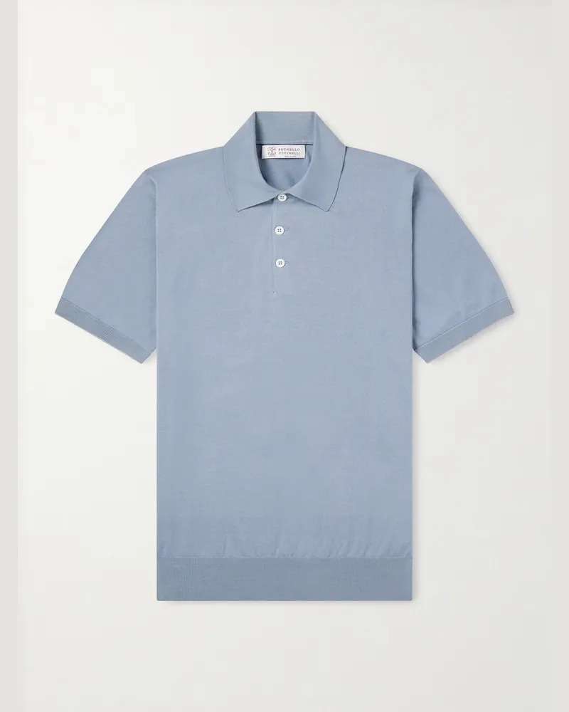 Brunello Cucinelli Polohemd aus Baumwolle Blau
