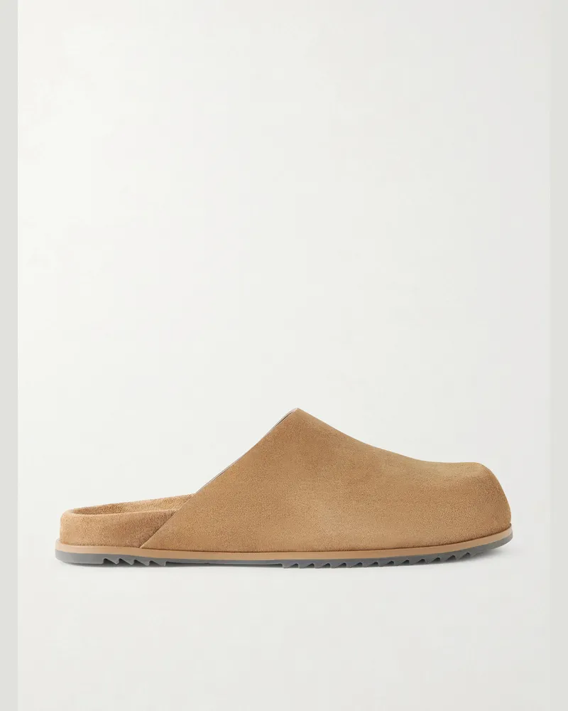 Rick Owens Granola Slippers aus Veloursleder Braun