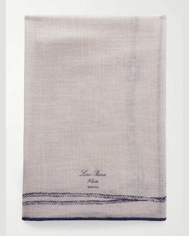 Loro Piana Schal aus Voile aus einer Kaschmir-Seidenmischung mit Stickerei Neutral