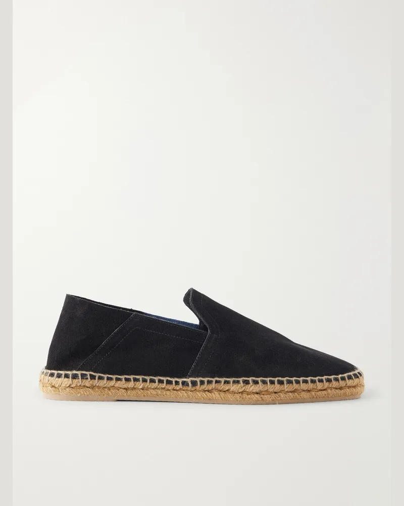 Castañer Parker Collapsible-Heel Suede Espadrilles Black
