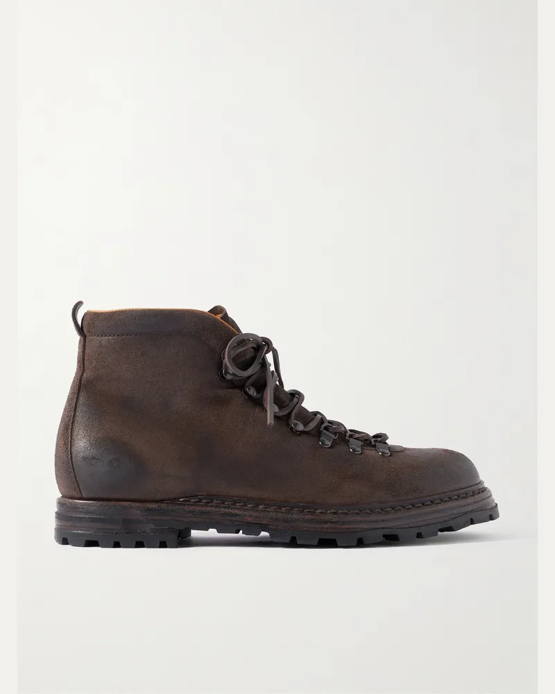 Officine Creative Italia Artik 001 Schnürstiefel aus Veloursleder Braun