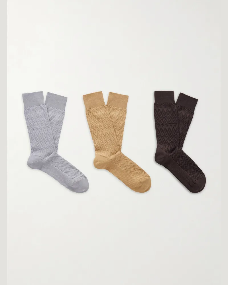 Missoni Three-Pack Crochet-Knit Cotton-Blend Socks Multi