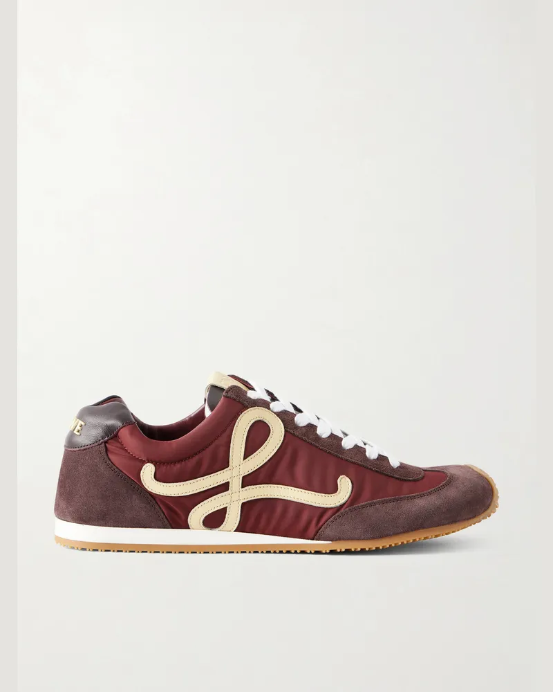 Loewe Ballet Runner 2.0 Suede-Trimmed Sneakers Burgundy