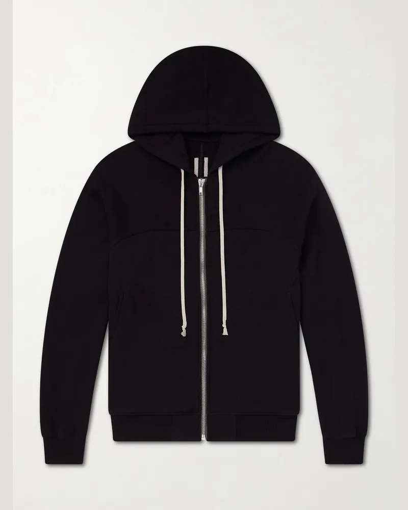 Rick Owens Kapuzenjacke aus Biobaumwollfrottee mit Reißverschluss Schwarz