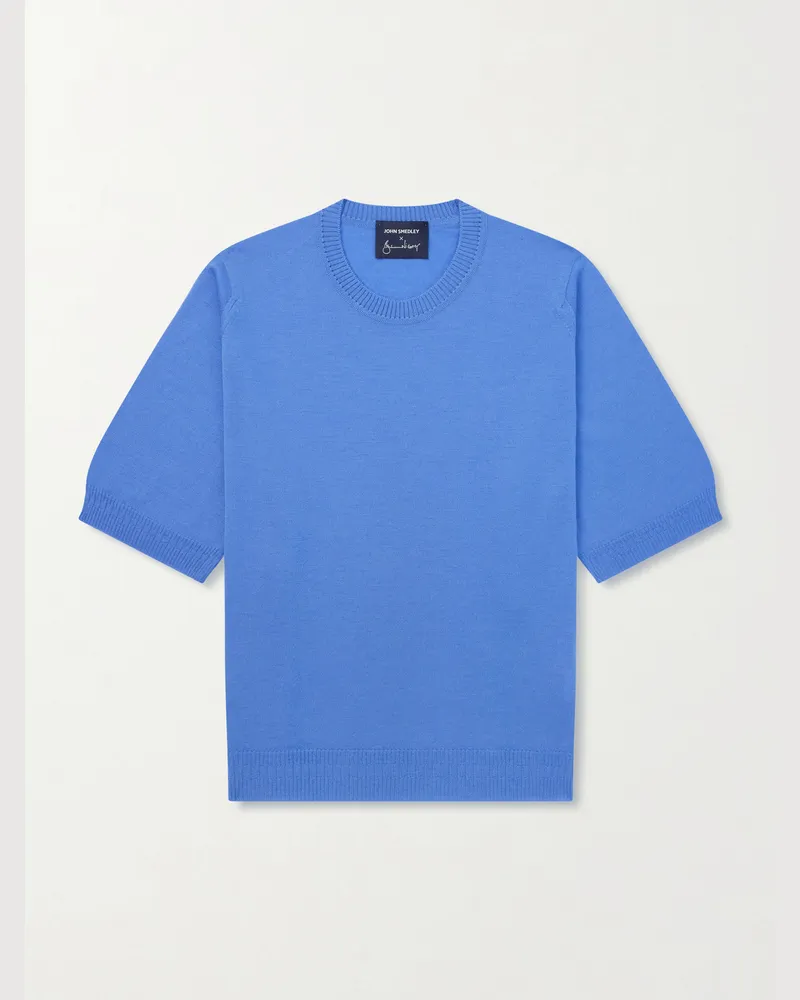 John Smedley Bill Nighy Merino Wool T-Shirt Blue