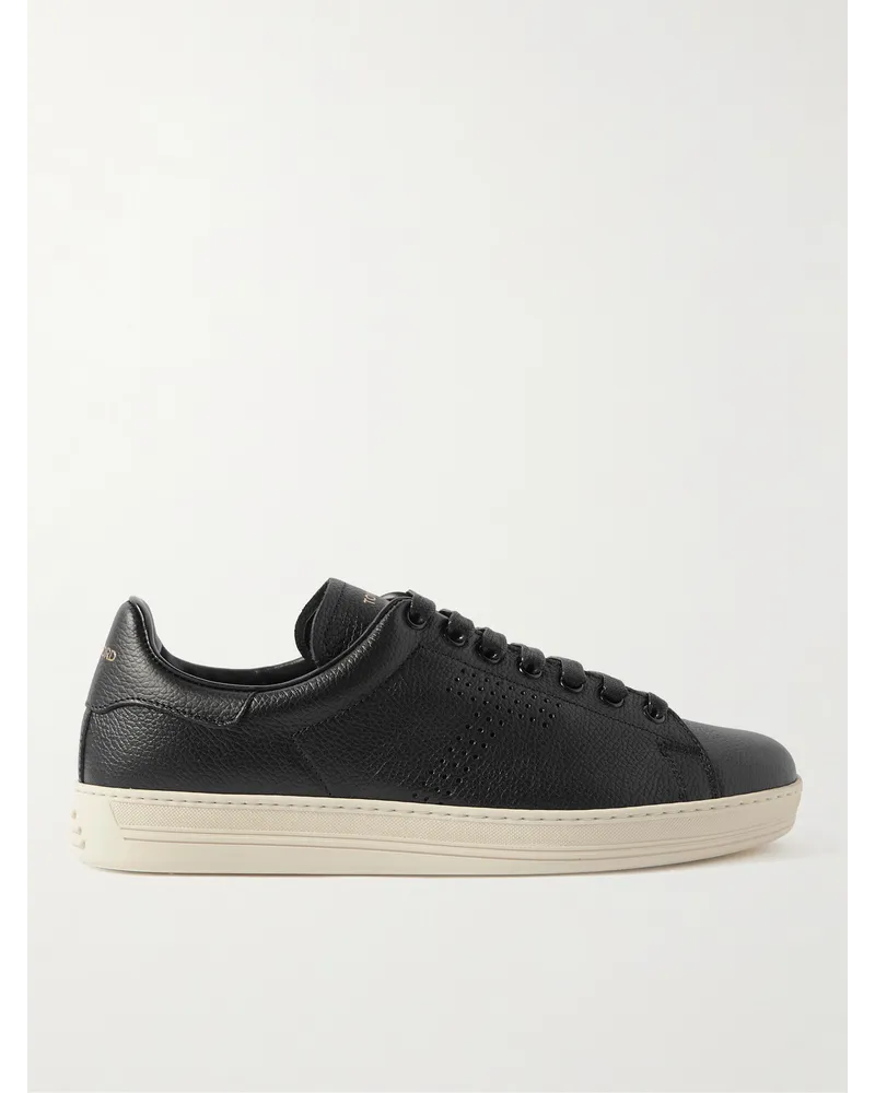 Tom Ford Warwick Sneakers aus vollnarbigem Leder mit Perforationen Schwarz