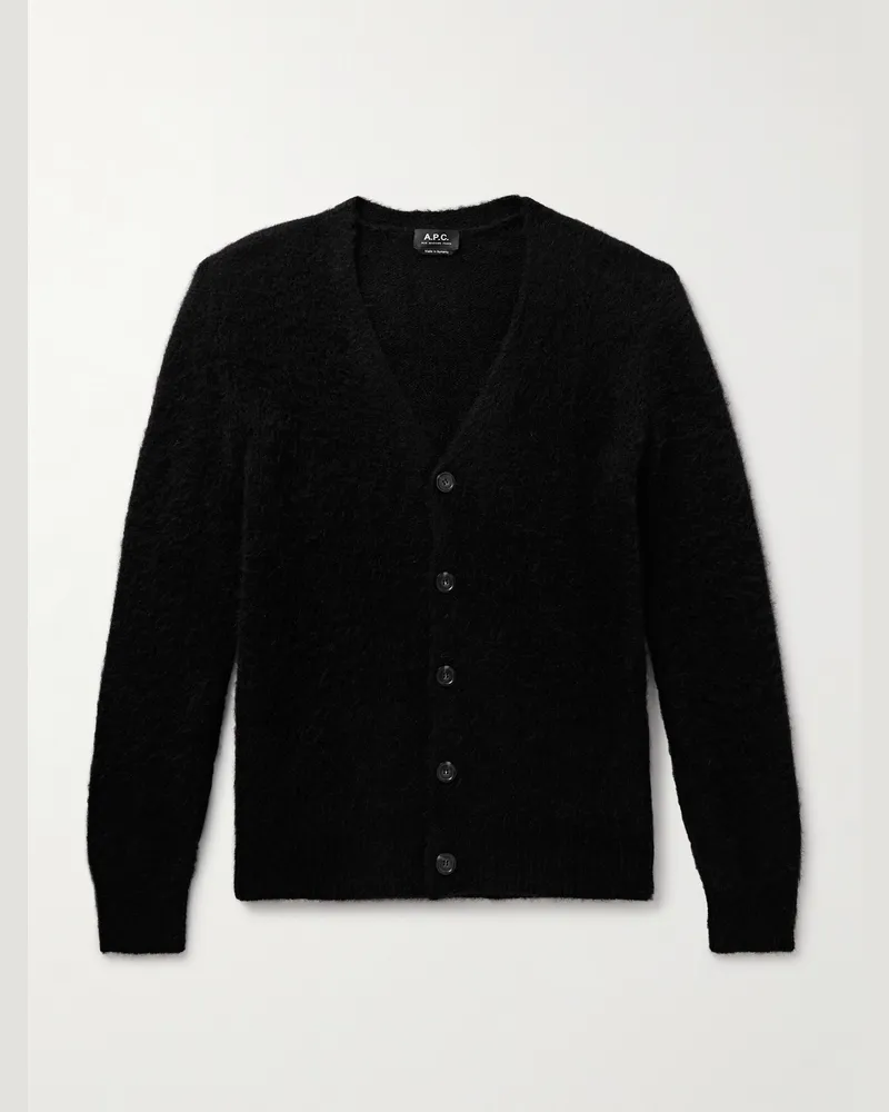 A.P.C. Davis Cardigan aus einer gebürsteten Alpakawollmischung Schwarz