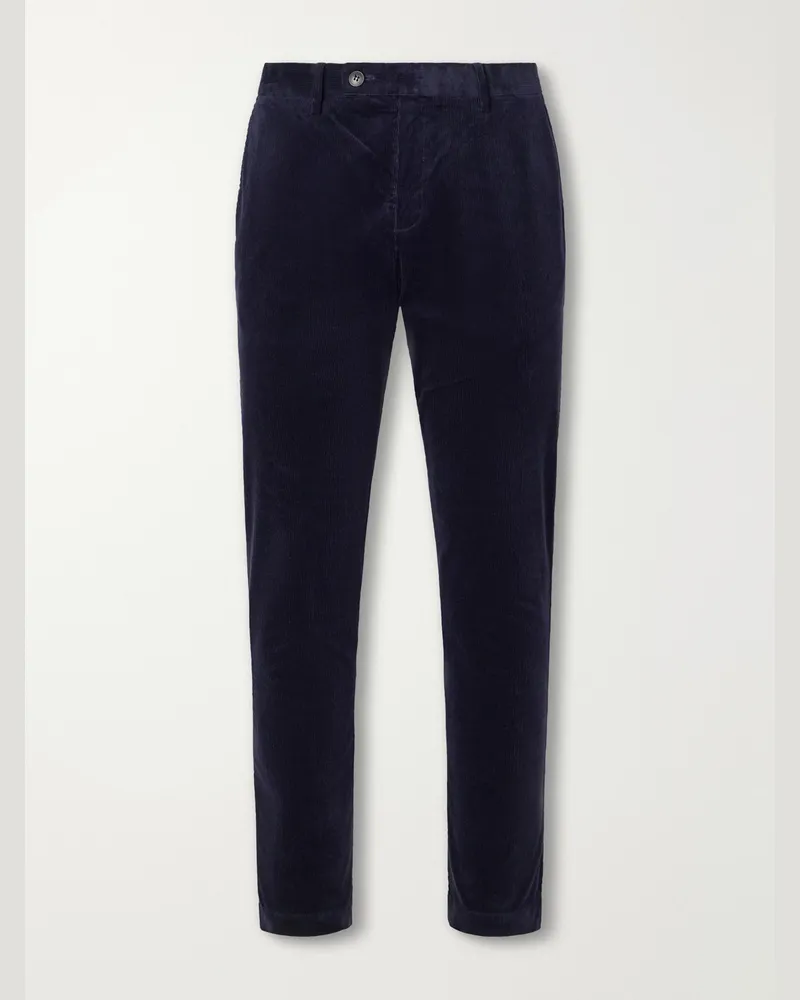 Sunspel Straight-Leg Cotton-Corduroy Suit Trousers Blue