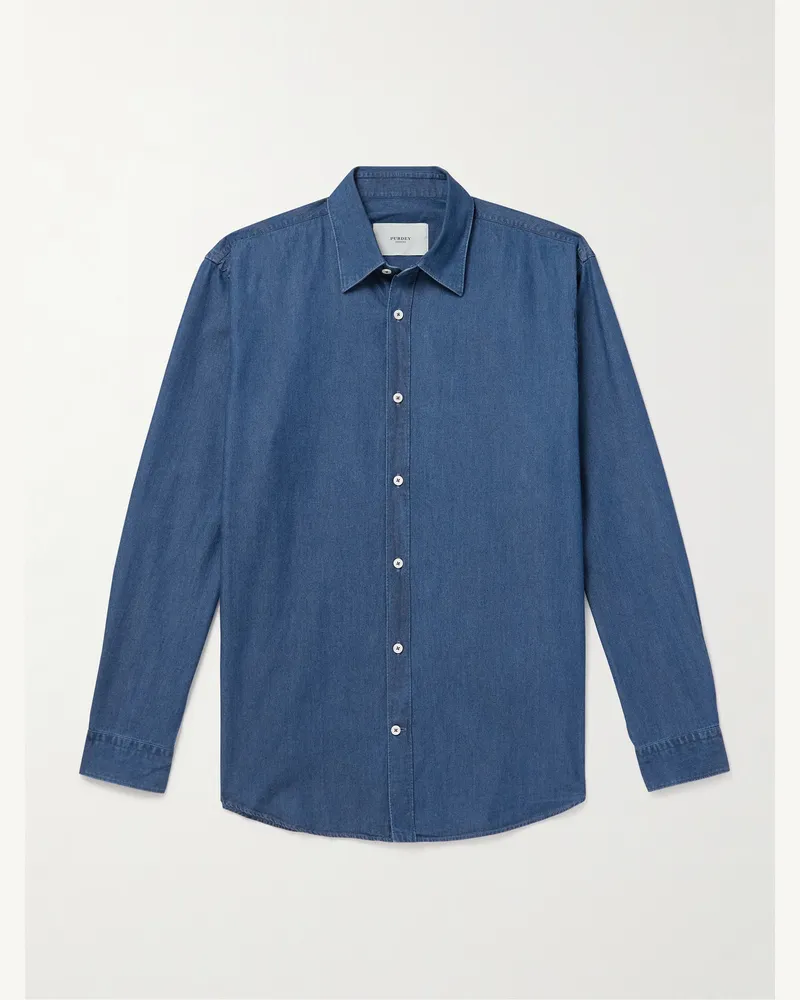 PURDEY Hemd aus Baumwoll-Chambray Blau