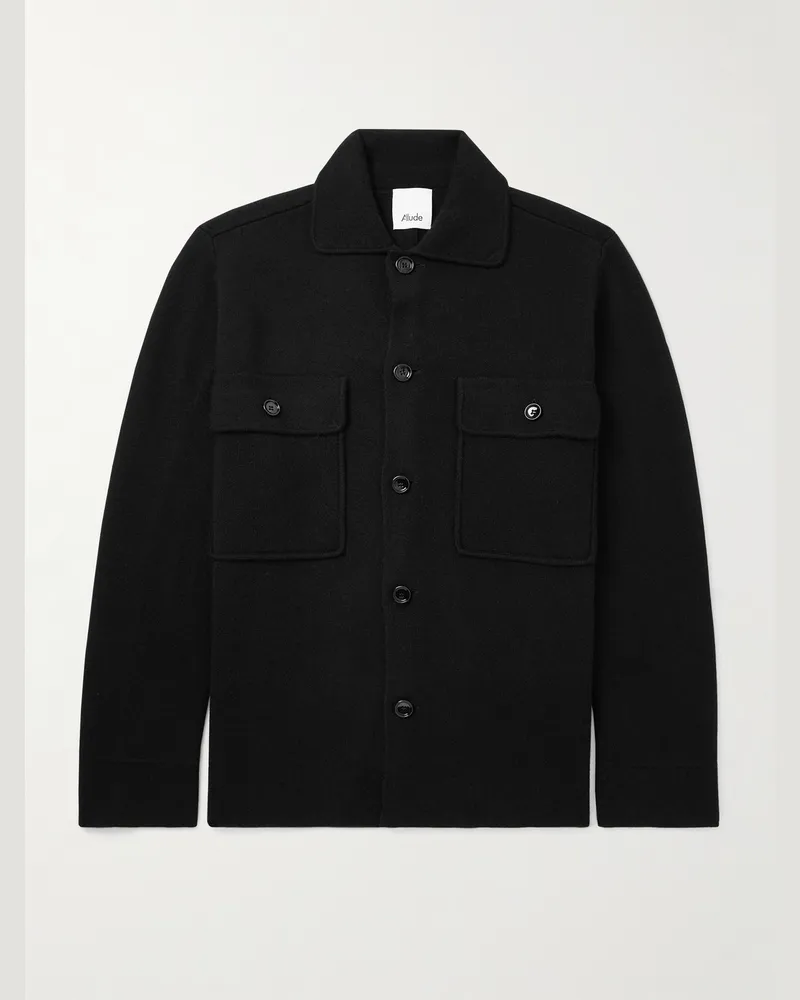 ALLUDE Virgin Wool and Cashmere-Blend Cardigan Black