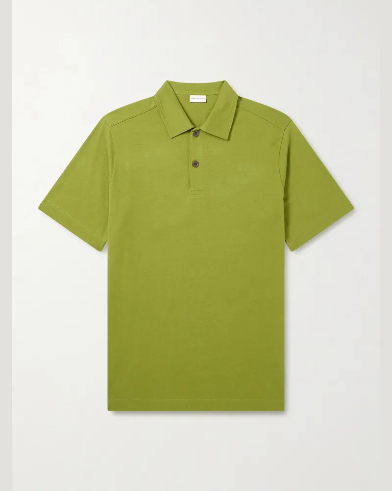 Dries van Noten Cotton-Jersey Polo Shirt Green