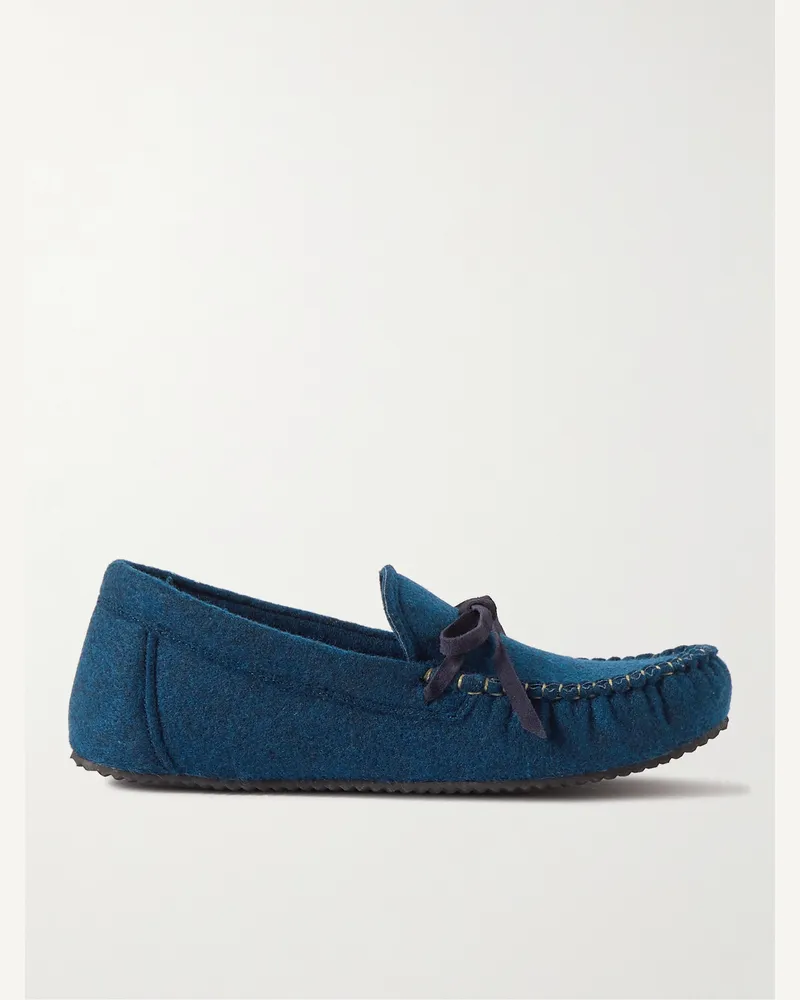 MR P. Recycled-Felt Slippers Blue