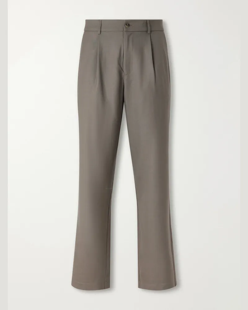 De Bonne Facture One Pleat Straight-Leg Pleated Virgin Wool Trousers Green