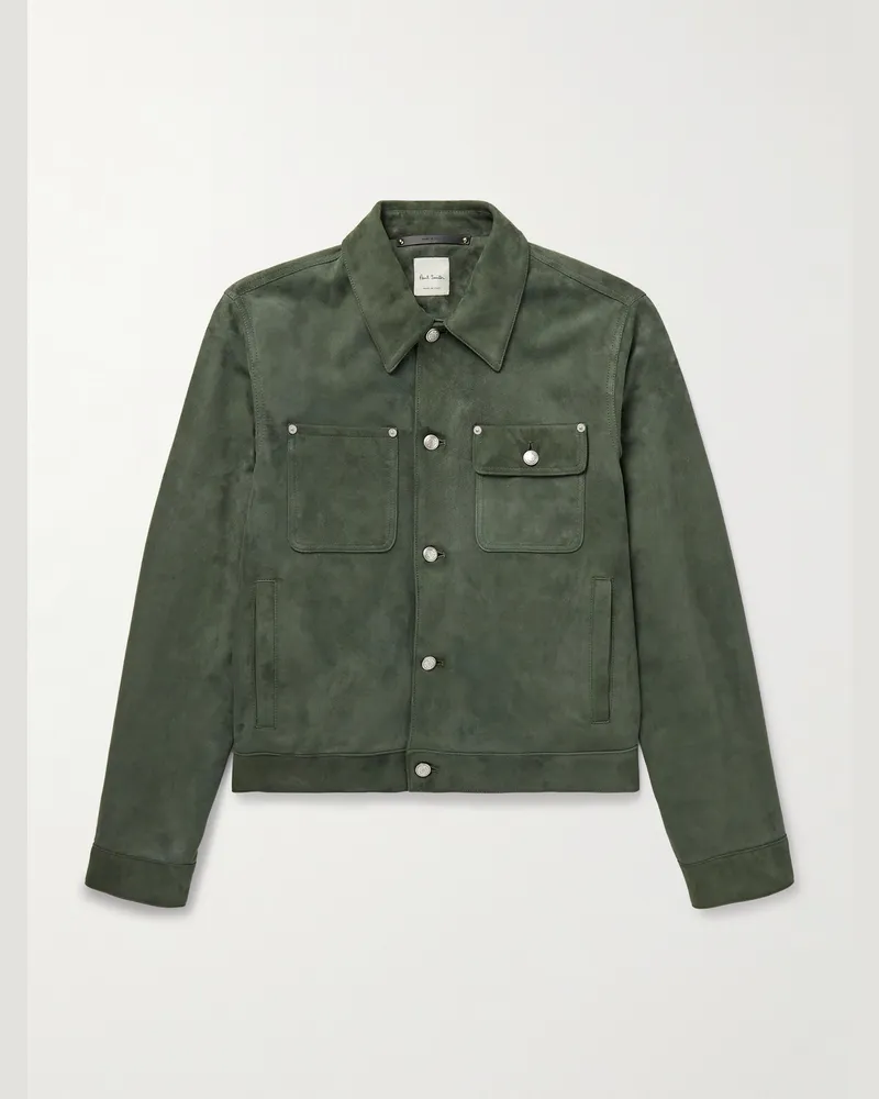 Paul Smith Jacke aus Veloursleder Grün