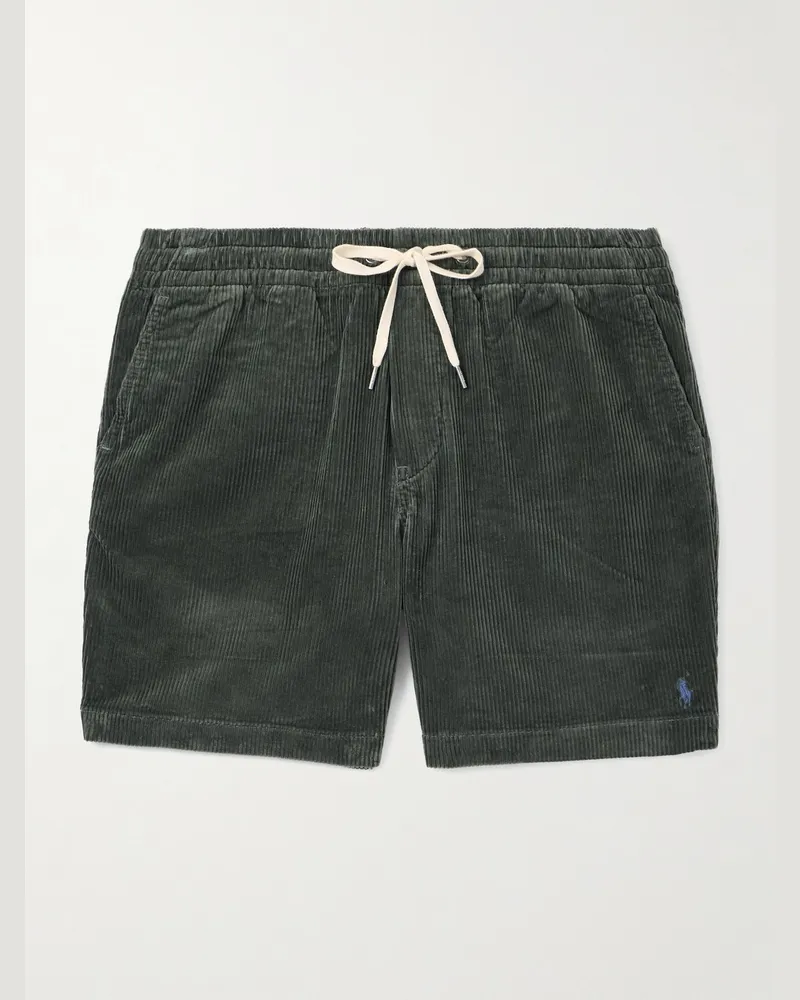 Ralph Lauren Straight-Leg Cotton-Corduroy Drawstring Shorts Gray