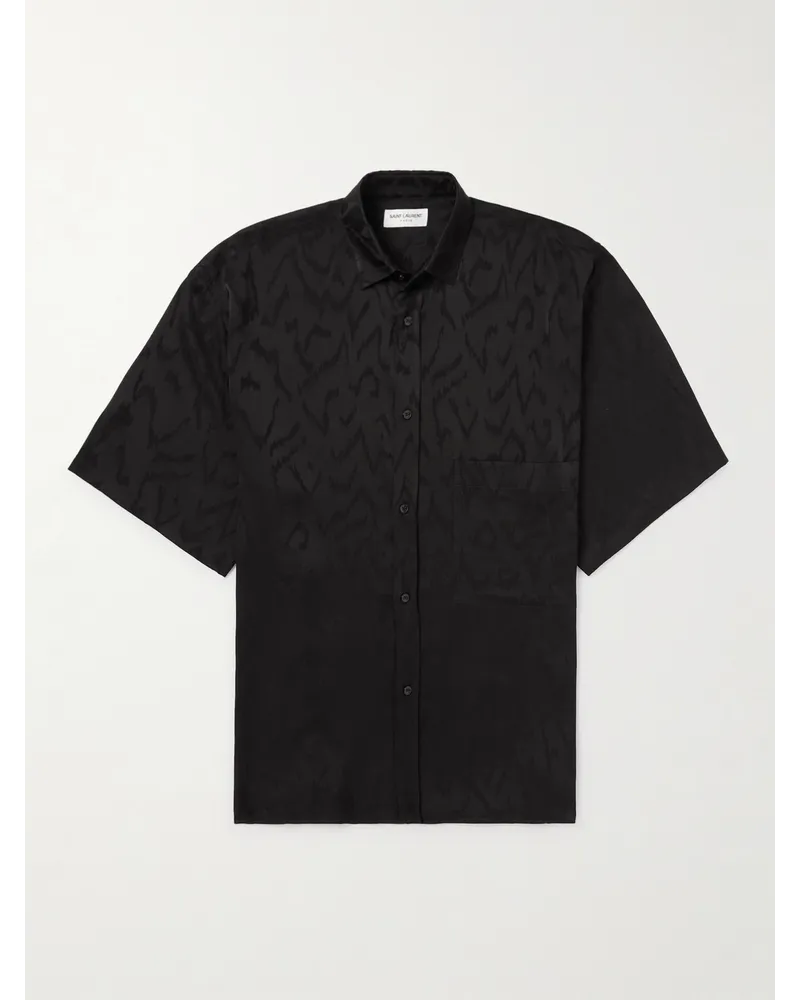 Saint Laurent Hemd aus Seiden-Jacquard Schwarz