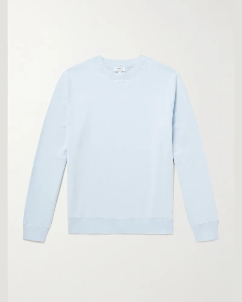 Sunspel Cotton-Jersey Sweatshirt Blue
