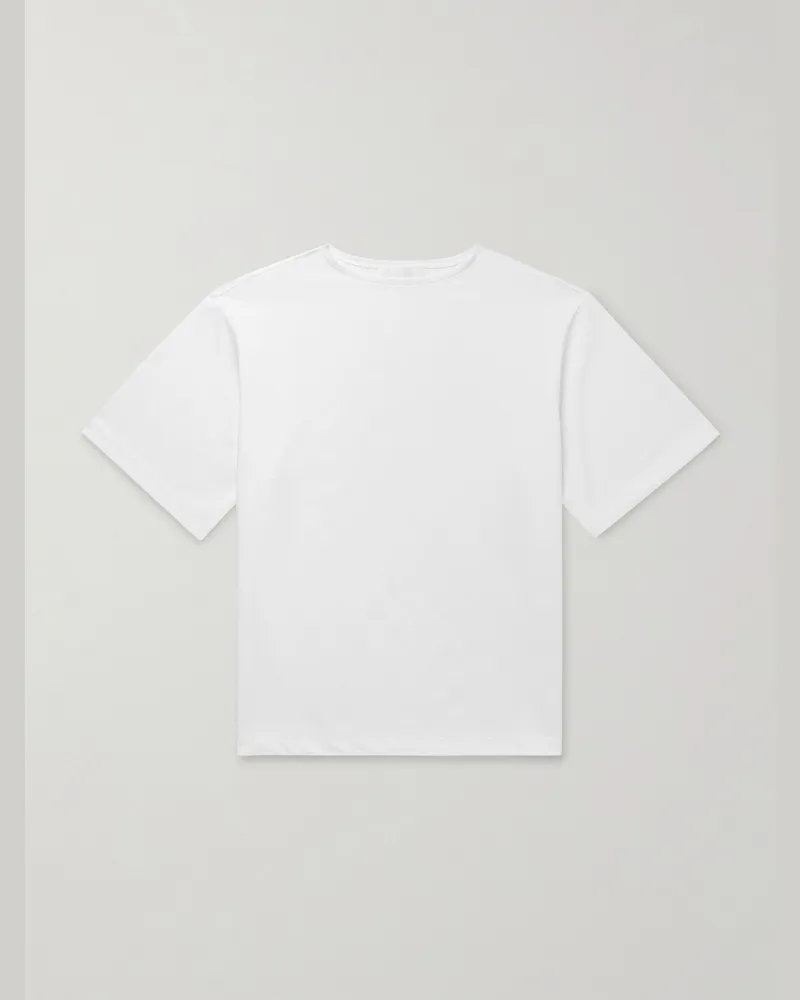 AMOMENTO T-Shirt aus Jersey aus einer Baumwollmischung Weiß