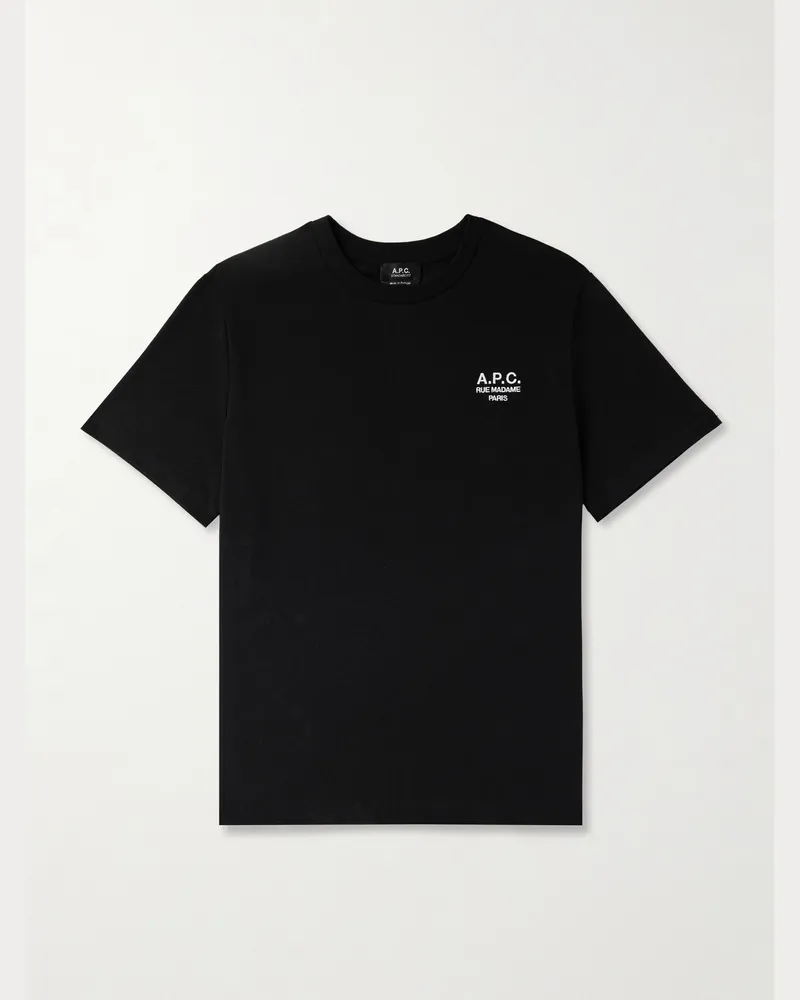 A.P.C. T-Shirt aus Baumwoll-Jersey mit Logostickerei Schwarz