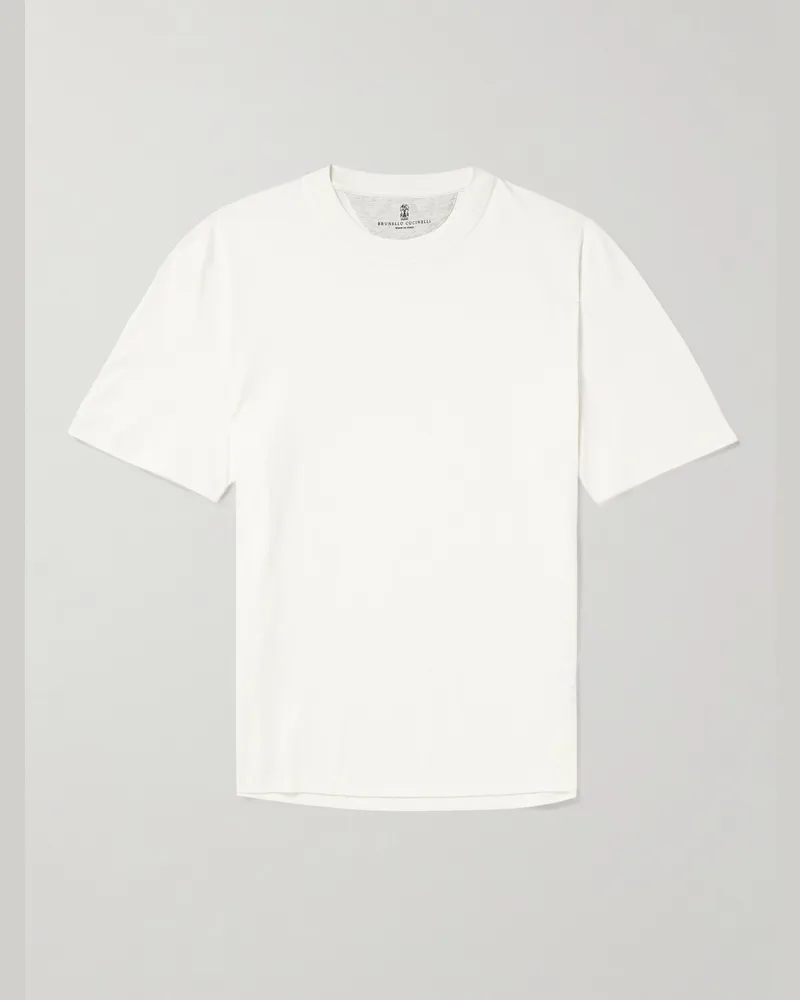 Brunello Cucinelli T-Shirt aus Baumwoll-Jersey Weiß