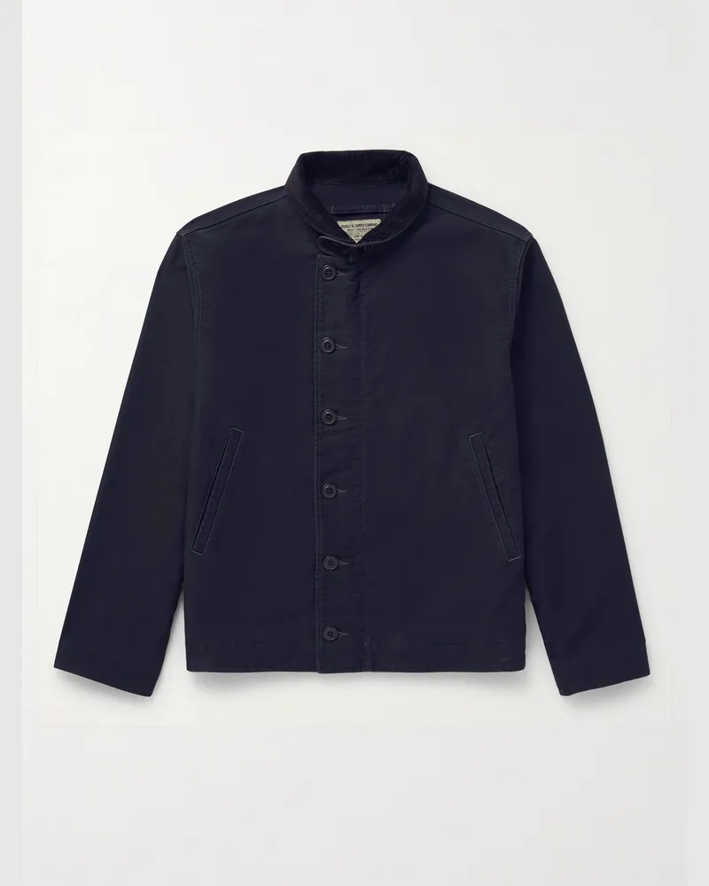 RRL Bower Deck Jacke aus Baumwollcord Blau