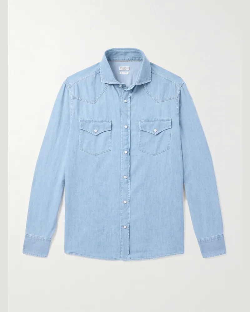 Brunello Cucinelli Jeanshemd Blau