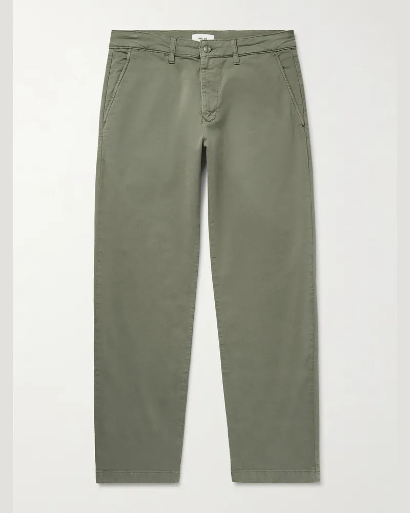 NN 07 Aden 1923 Straight-Leg Organic Cotton-Blend Twill Chinos Green