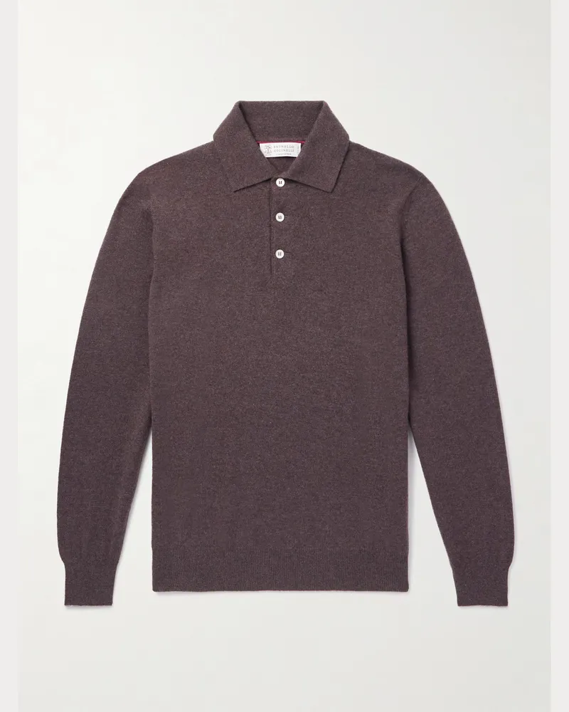 Brunello Cucinelli Pullover aus Kaschmir mit Polokragen Braun