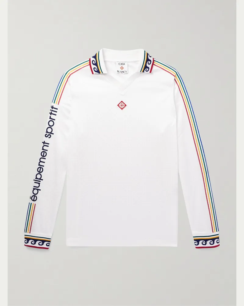 Casablanca Paris Oberteil aus bedrucktem Jersey mit Logodetail und Jacquard-Besatz Weiß