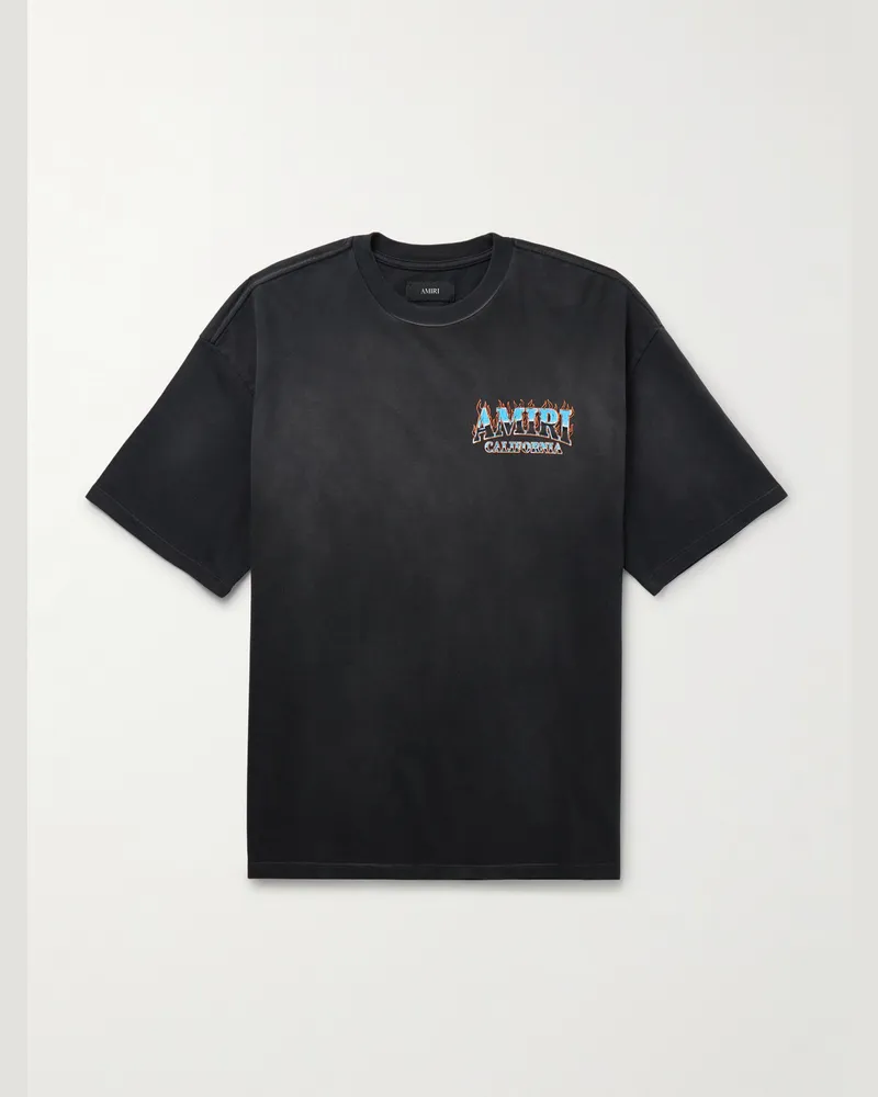 Amiri Sunny Place Logo-Print Cotton-Blend Jersey T-Shirt Black
