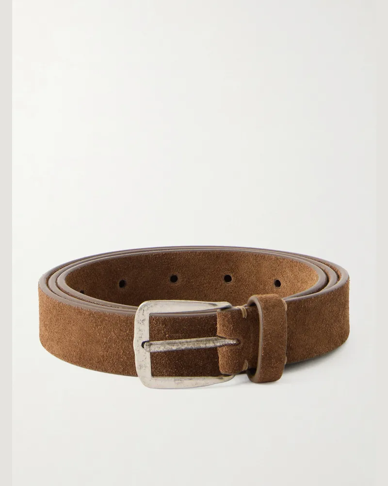 Massimo Alba 2.5 cm Budapest Suede Belt Brown