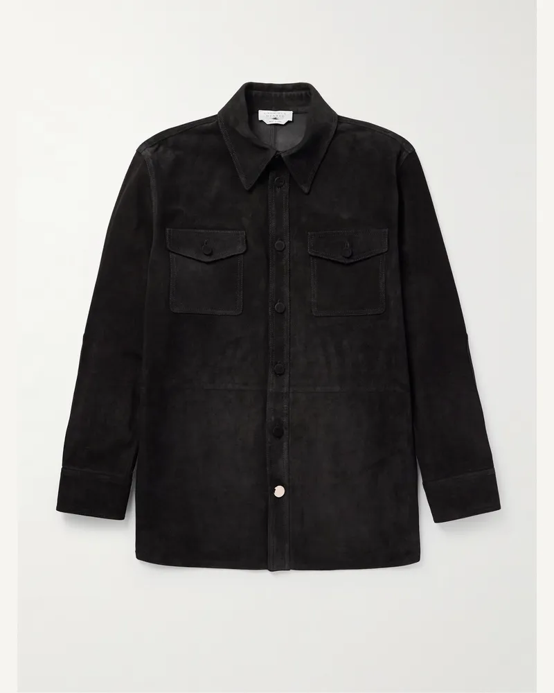 Gabriela Hearst Lucas Hemdjacke aus Veloursleder Schwarz