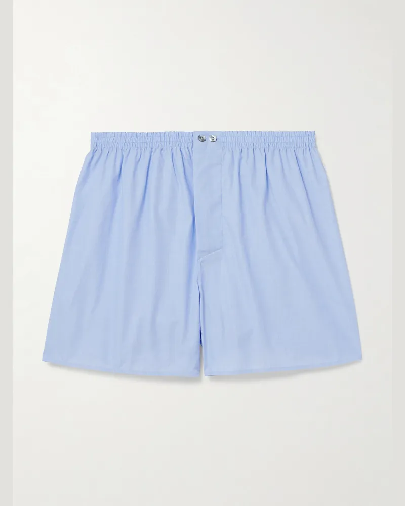 Zimmerli End-On-End Cotton Boxer Shorts Blue