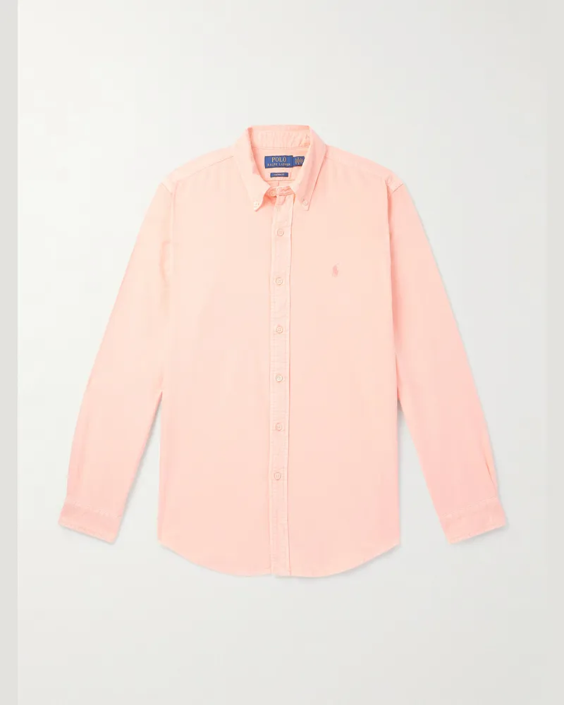 Ralph Lauren Schmal geschnittenes Hemd aus Baumwoll-Oxford mit Button-Down-Kragen und Logostickerei Orange