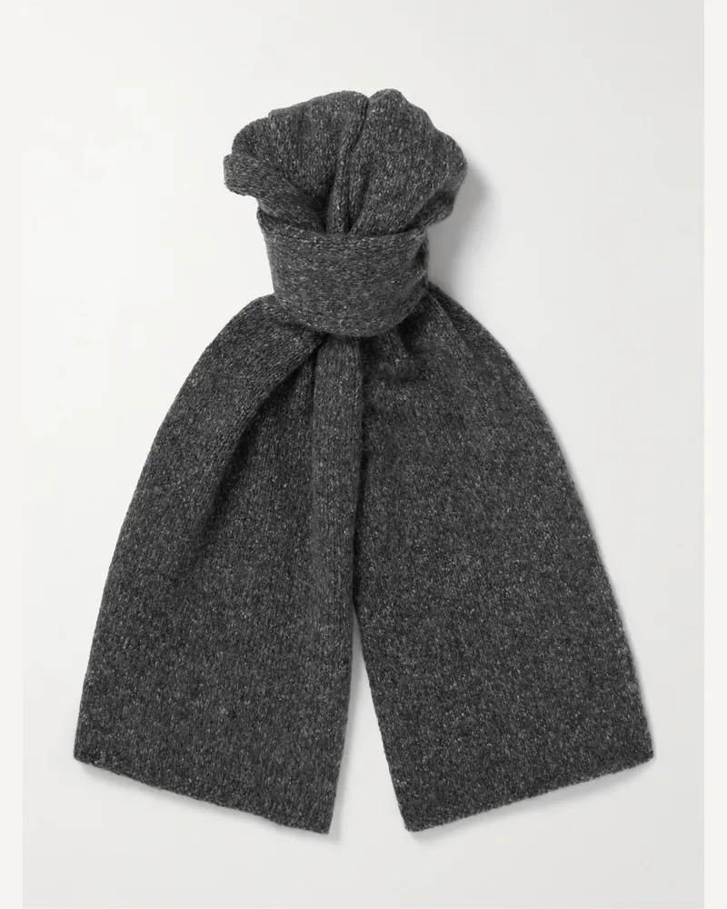 Johnstons of Elgin Brushed Cashmere and Silk-Blend Scarf Gray