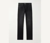 Schmal geschnittene Jeans aus Selvedge Denim in Distressed-Optik