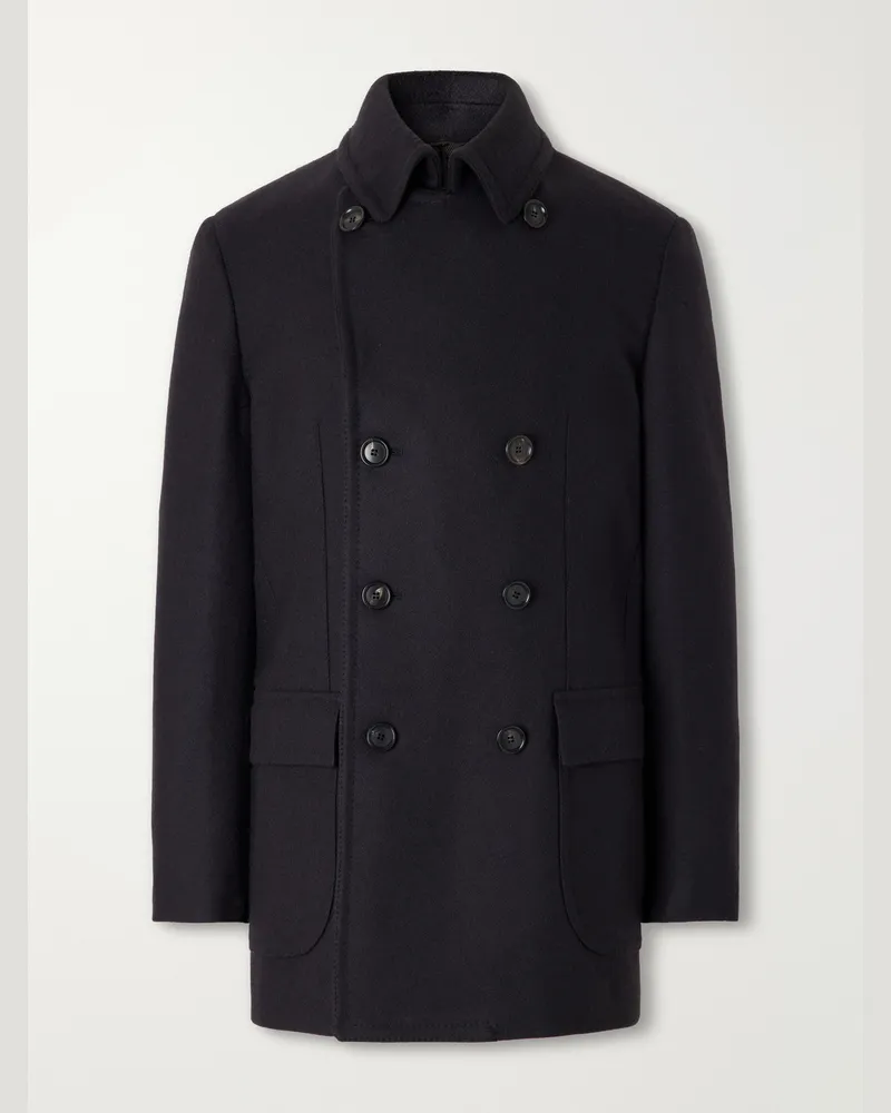 De Petrillo Double-Breasted Virgin Wool Coat Black