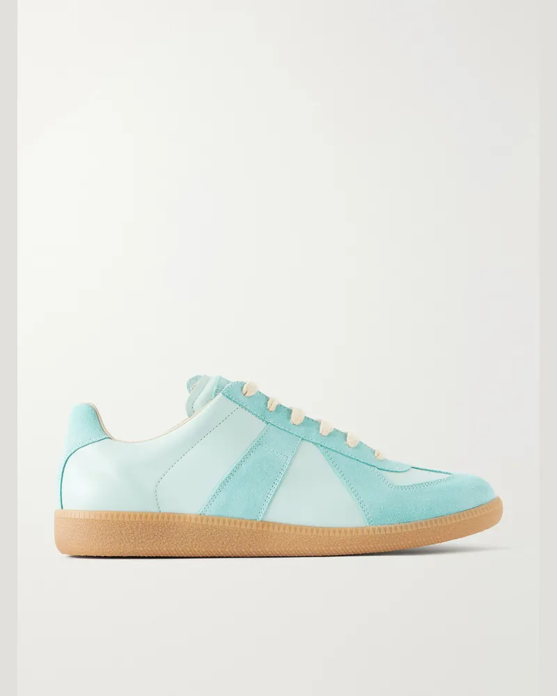 Maison Margiela Replica Leather and Suede Sneakers Blue