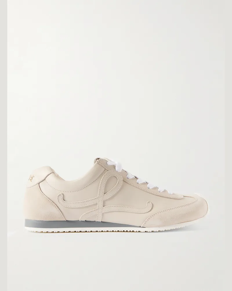 Loewe Ballet Runner 2.0 Suede-Trimmed Leather Sneakers White