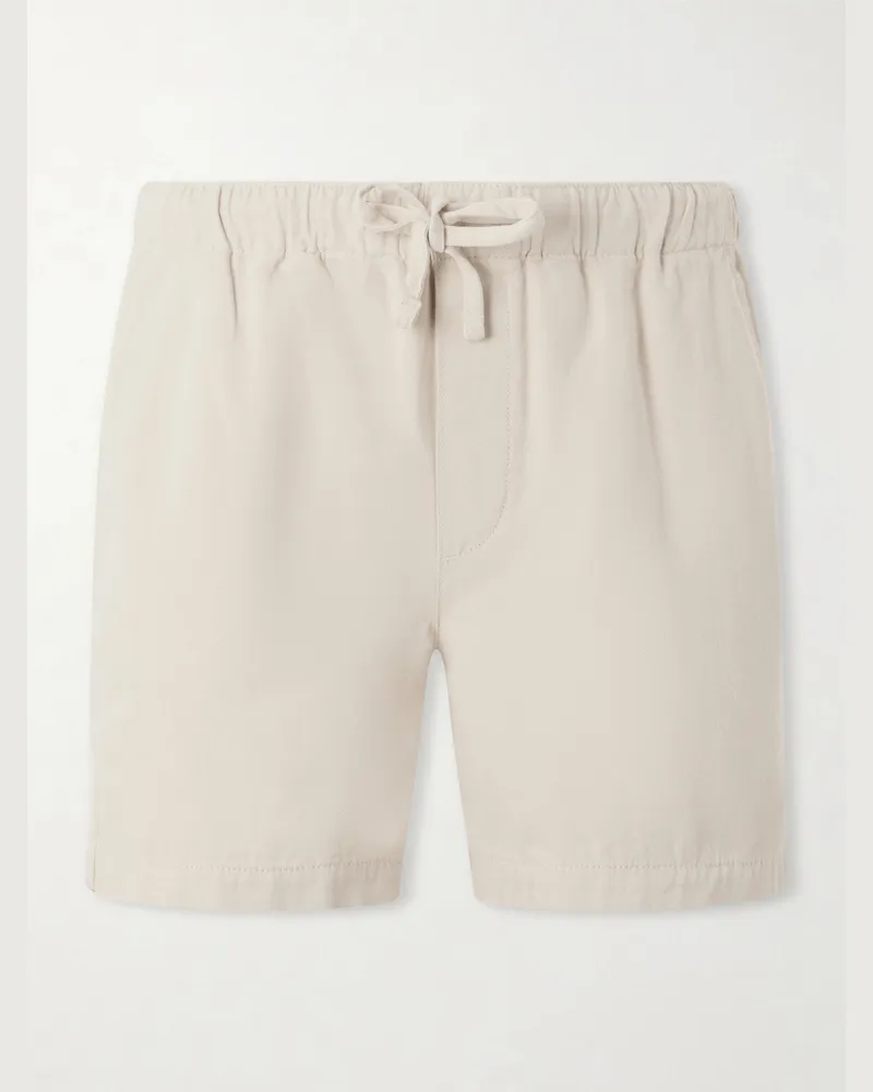 Frame Denim Straight-Leg Cotton-Canvas Drawstring Shorts Neutrals