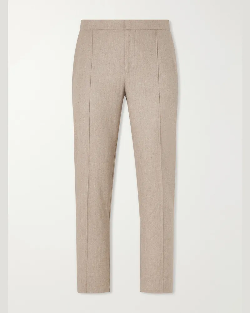 Ermenegildo Zegna Straight-Leg Wool, Cashmere and Silk-Blend Trousers Brown