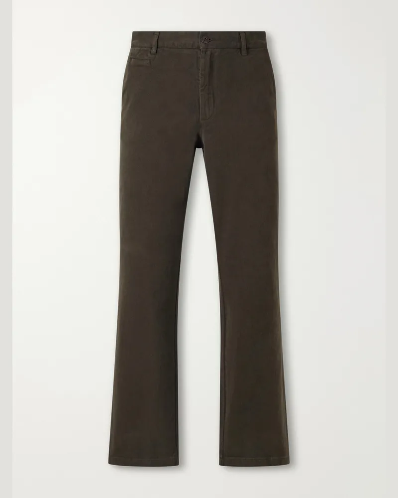 Portuguese Flannel Labura Straight-Leg Cotton-Gabardine Trousers Green