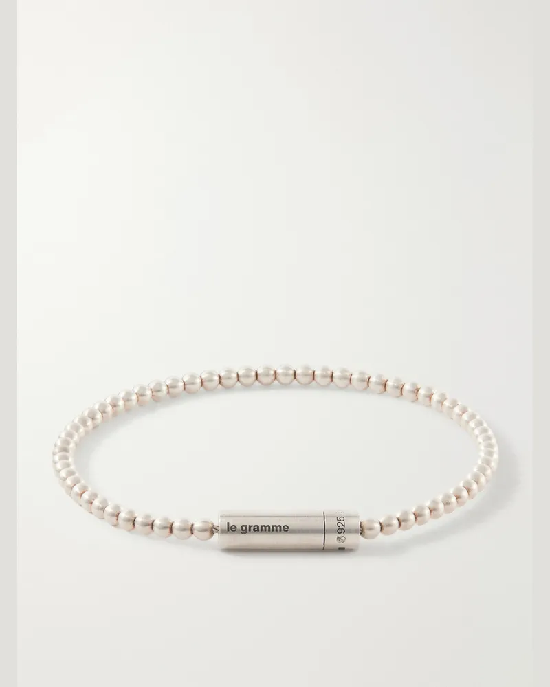 Le Gramme 11g Beaded Sterling Silver Bracelet Silver