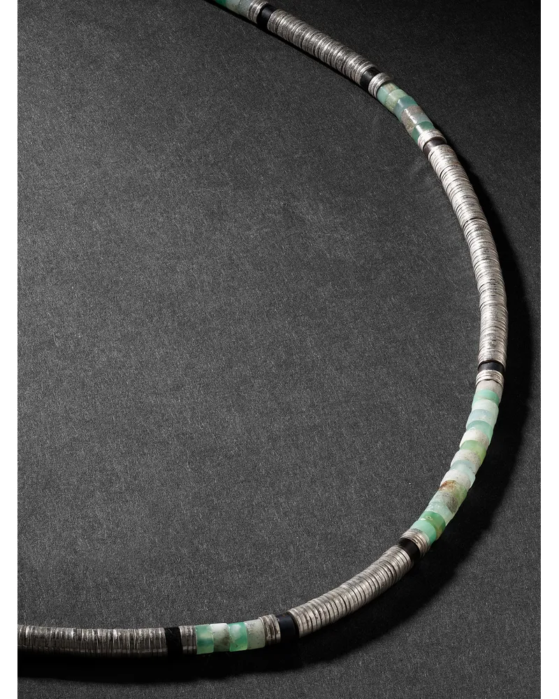 MAOR Sonoran Kette aus Kordel mit Details aus Silber, Onyxen und Chrysoprasen Mehrfarbig