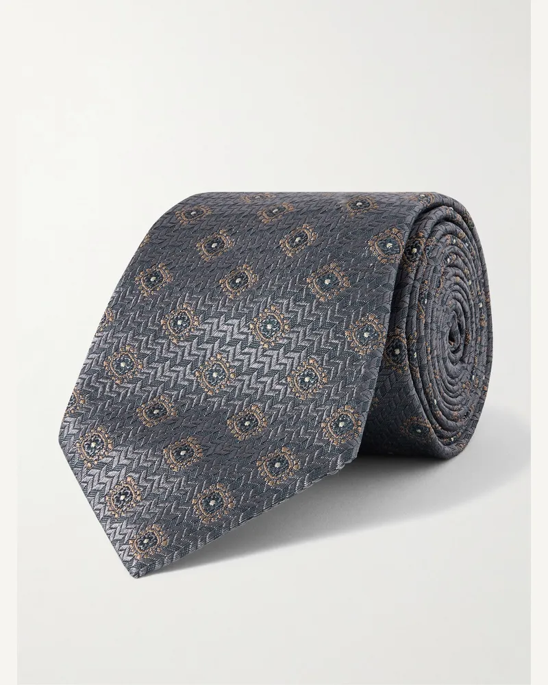 Brunello Cucinelli Krawatte aus Seiden-Jacquard, 8 cm Grau