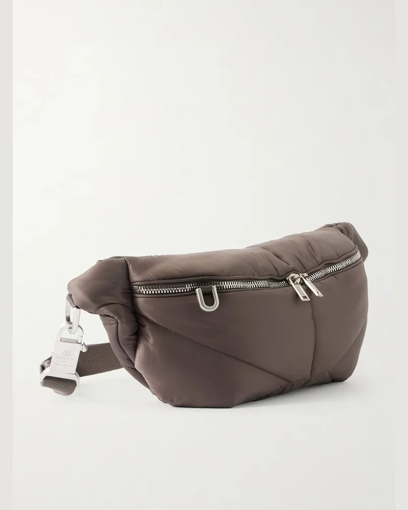 Rick Owens Moncler wattierte Gürteltasche aus gestepptem Shell Braun